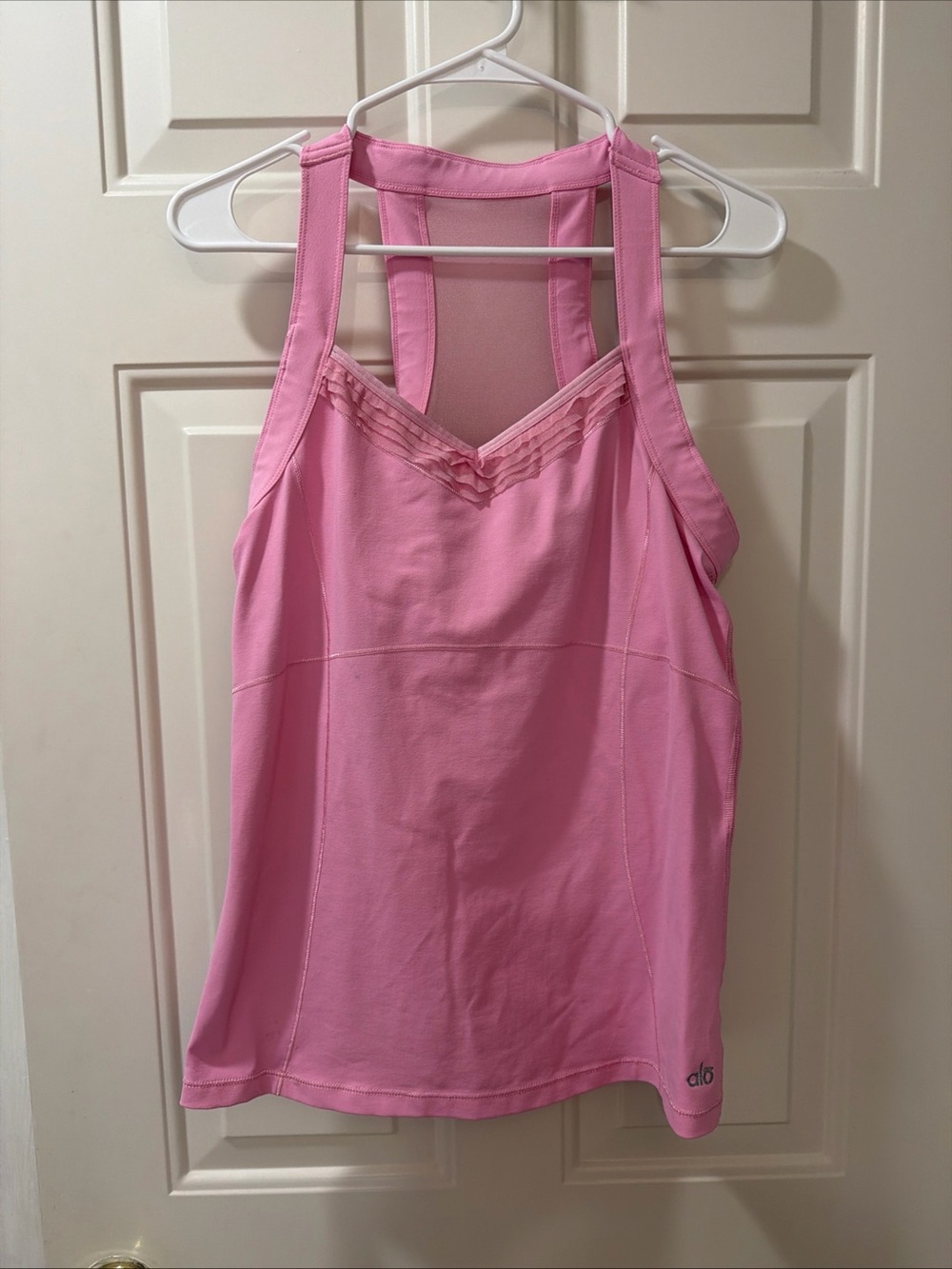 ALO Yoga Women's Light Pink Mesh-Back Tank Top Sz XL